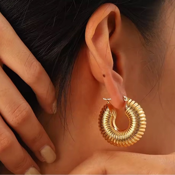 Twist Elegant Silver Hoop Earrings - Picture 6 of 7